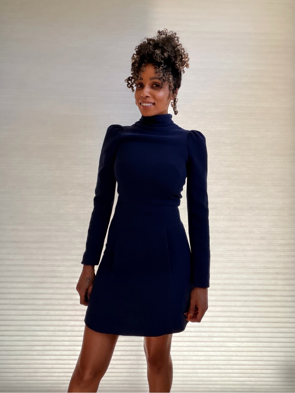 JILL STUART Navy Mock Neck Mini Dress